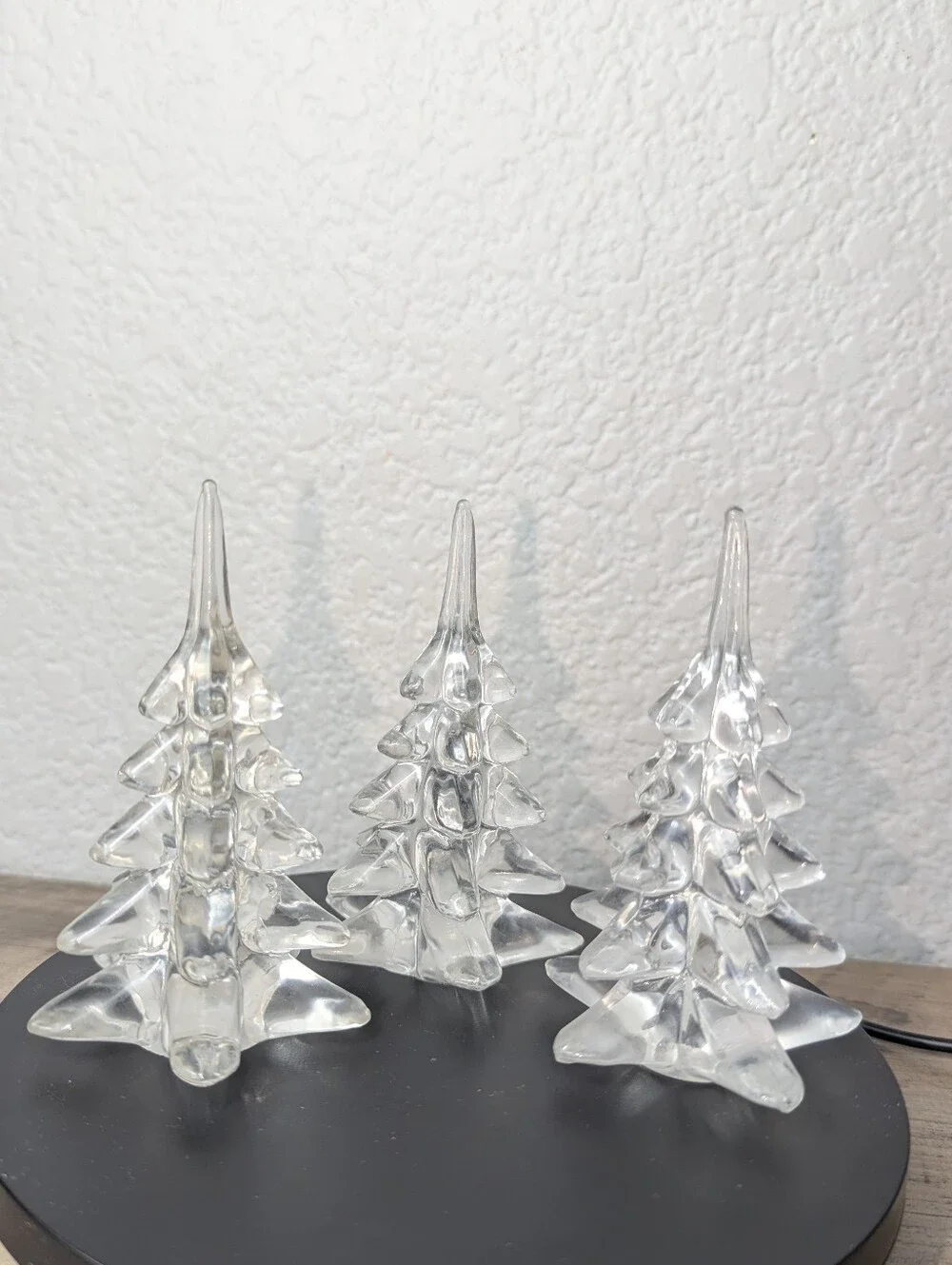 Vintage Mid-Century Clear Art Glass Christmas Trees - Set of 3